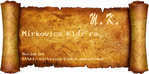 Mirkovics Klára névjegykártya